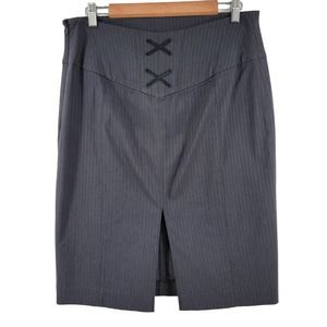 Express Design Studio Pinstripe High Slit Pencil Mini‎ Skirt New